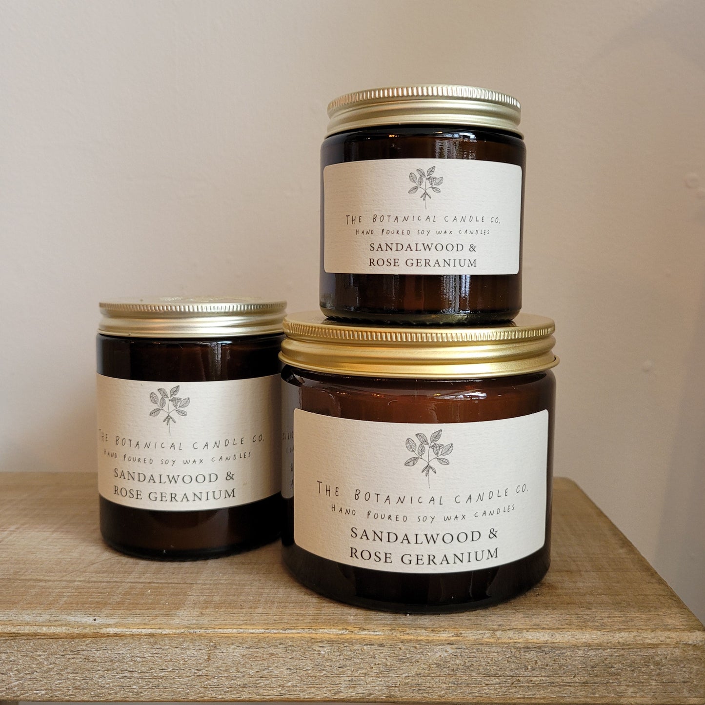 The Botanical Candle Co. Soy Wax Candle- Sandalwood & Rose Geranium