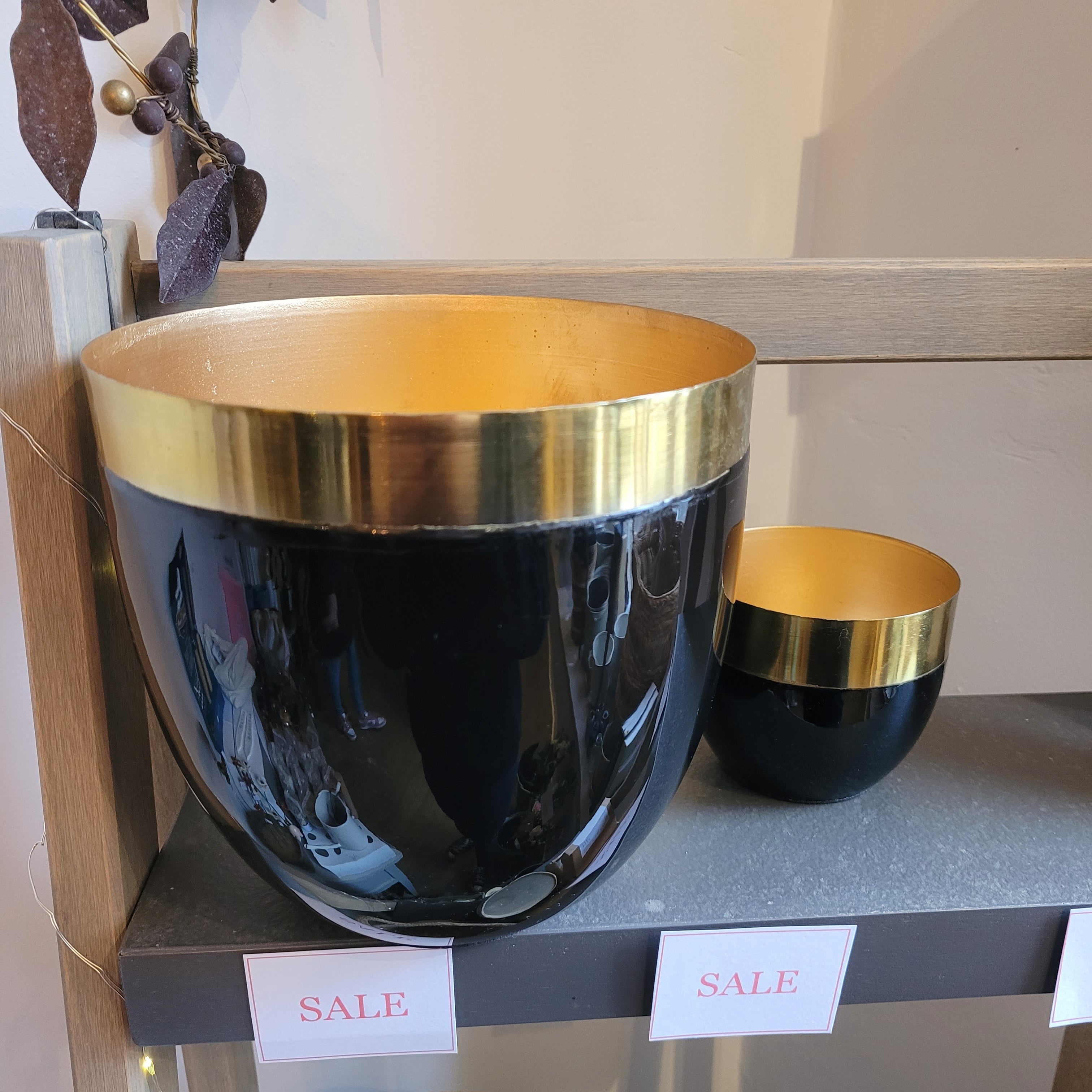 black and gold plant pot Black and Gold Pots – Emi Floral Designs