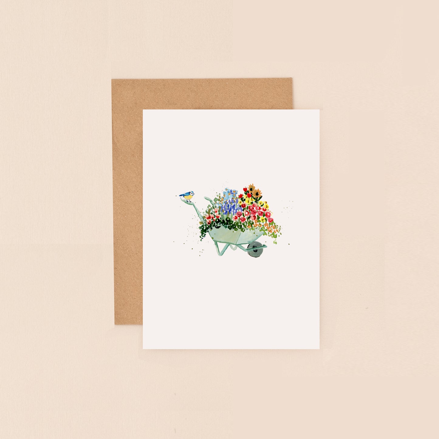 Mini Card- Wheelbarrow of Flowers