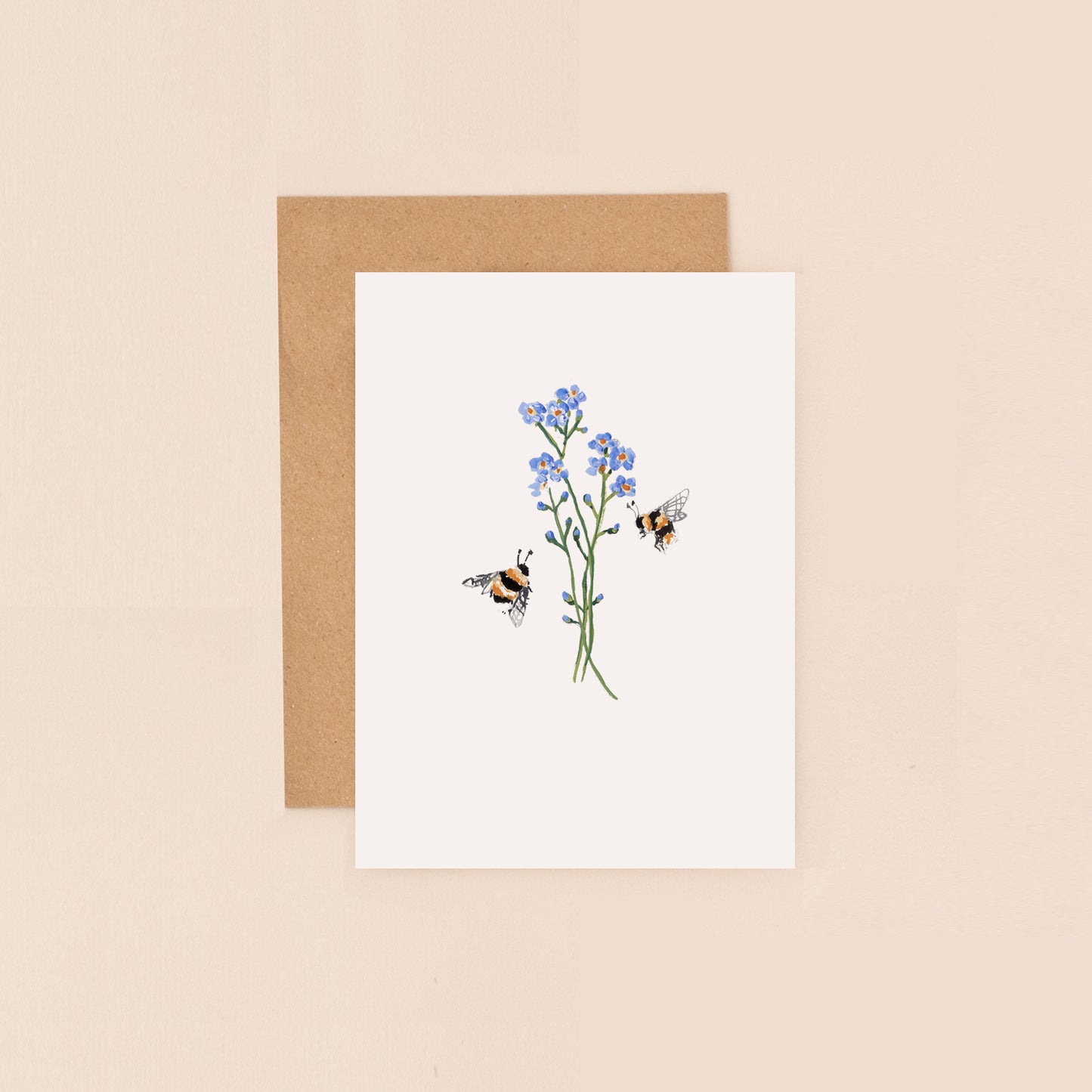 Mini Card- Bees & Forget-me-nots