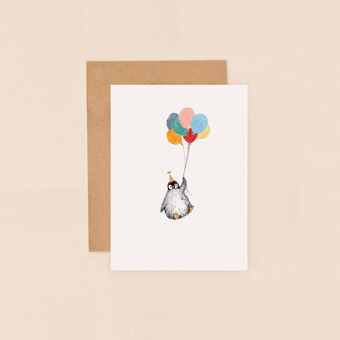 Mini Card- Penguin with balloons