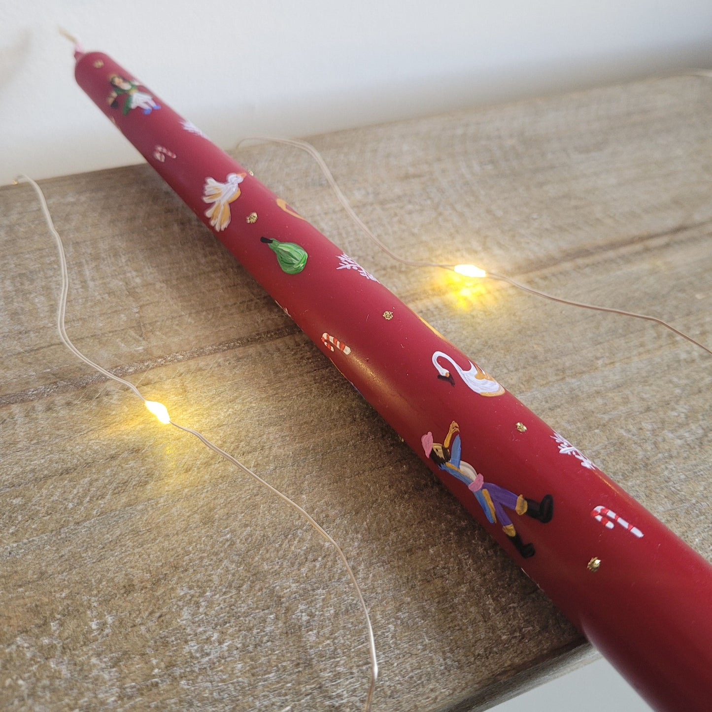 Hand painted Christmas Candle