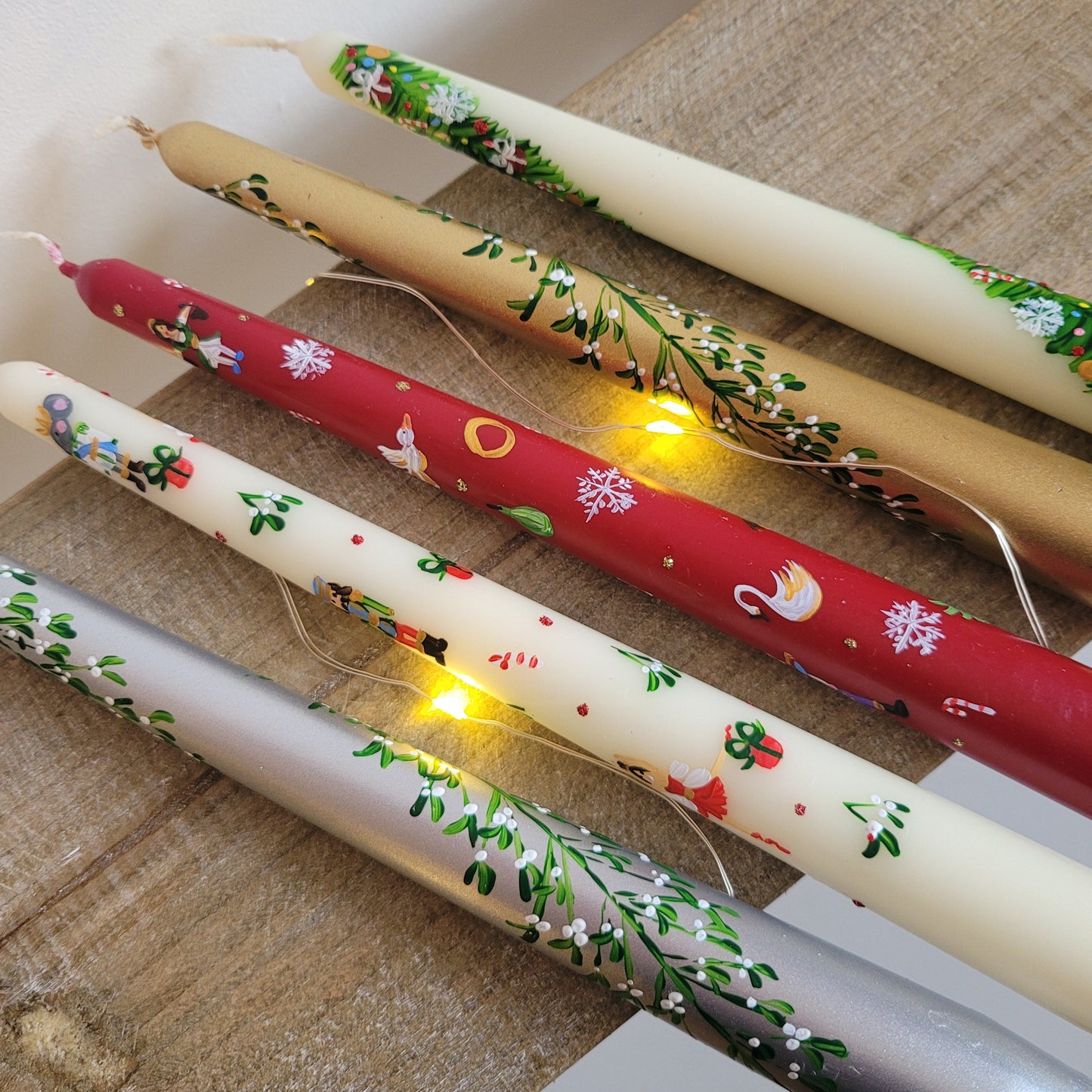 Hand painted Christmas Candle