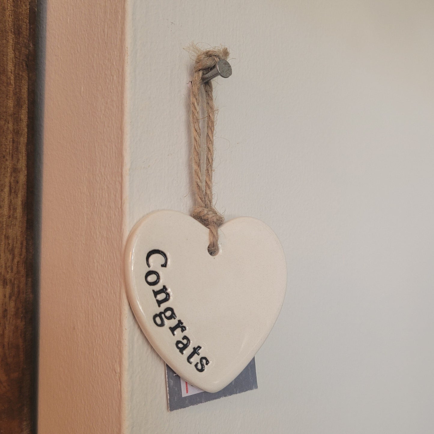 'Congrats' Ceramic Heart Sign