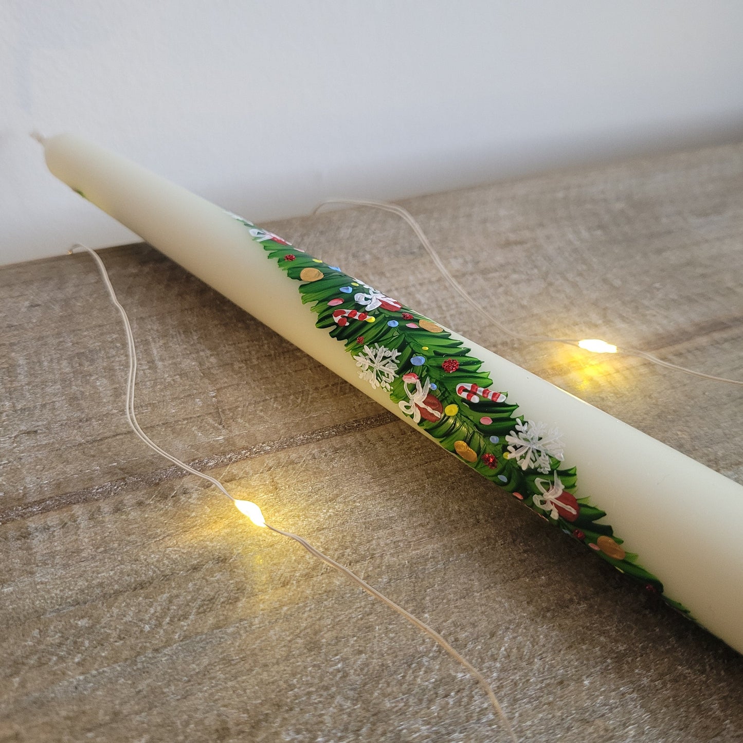 Hand painted Christmas Candle