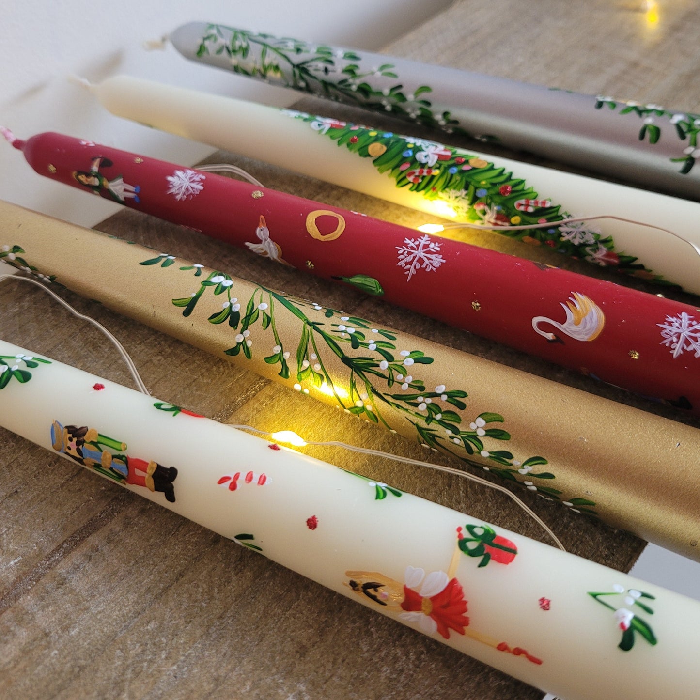 Hand painted Christmas Candle