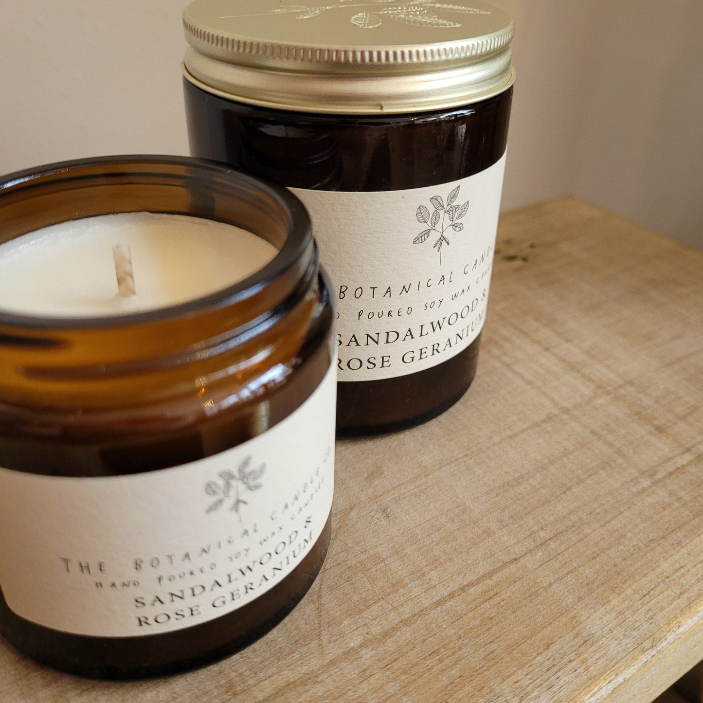 The Botanical Candle Co. Soy Wax Candle- Sandalwood & Rose Geranium