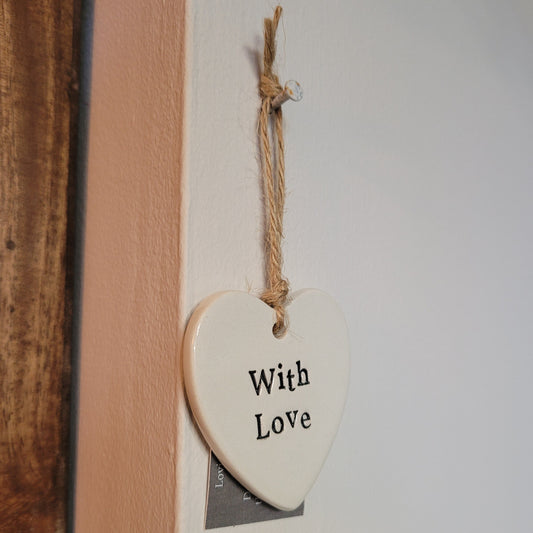 'With Love' Ceramic Heart Sign
