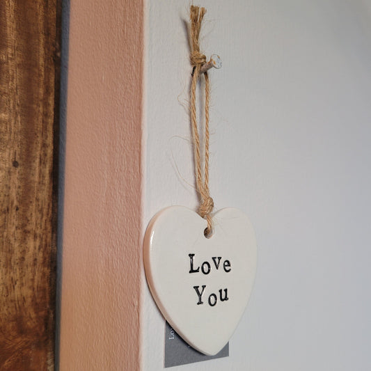 'Love You' Ceramic Heart Sign