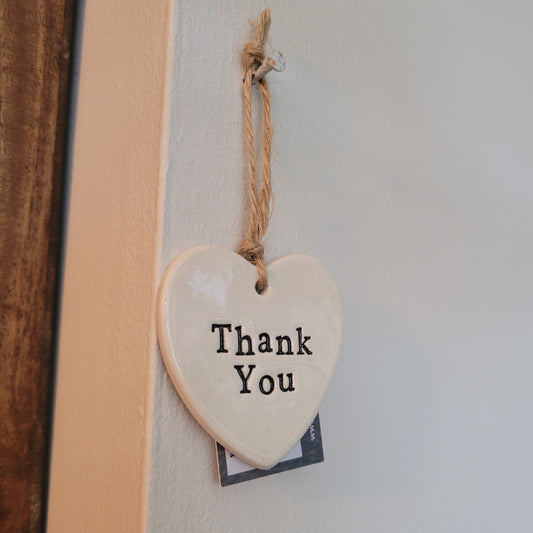 'Thank you' Ceramic Heart Sign