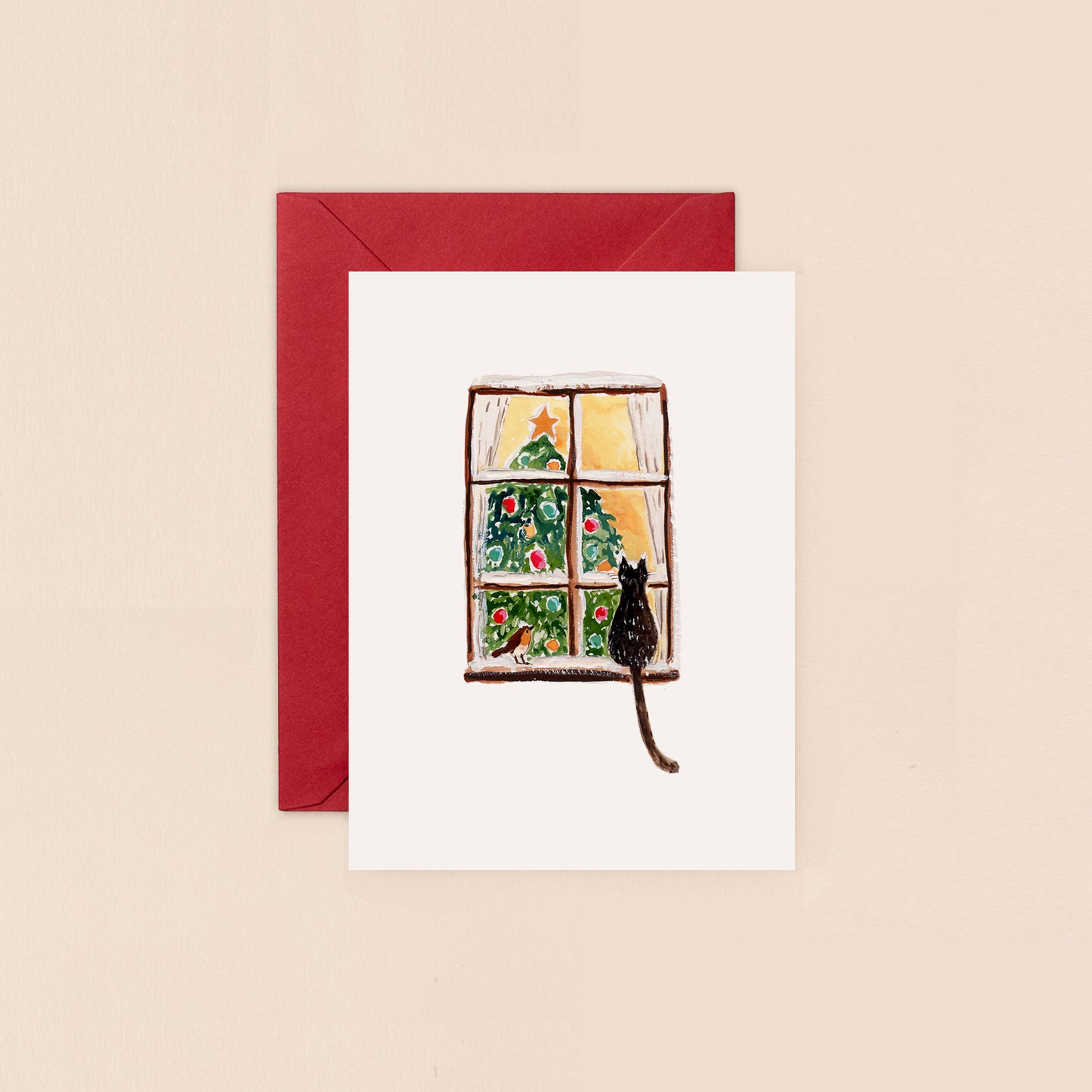 Mini Card- Christmas Cat by Window
