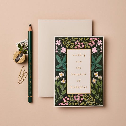 Wanderlust paper co. Meadow Border 'Happiest of Birthdays'