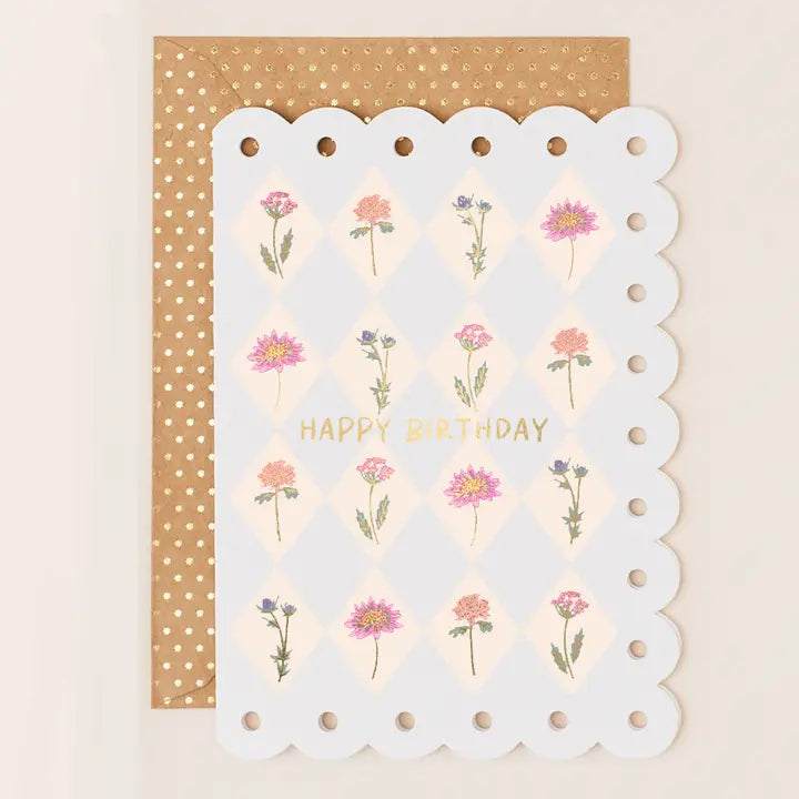 Happy Birthday Diamond Flowers Card