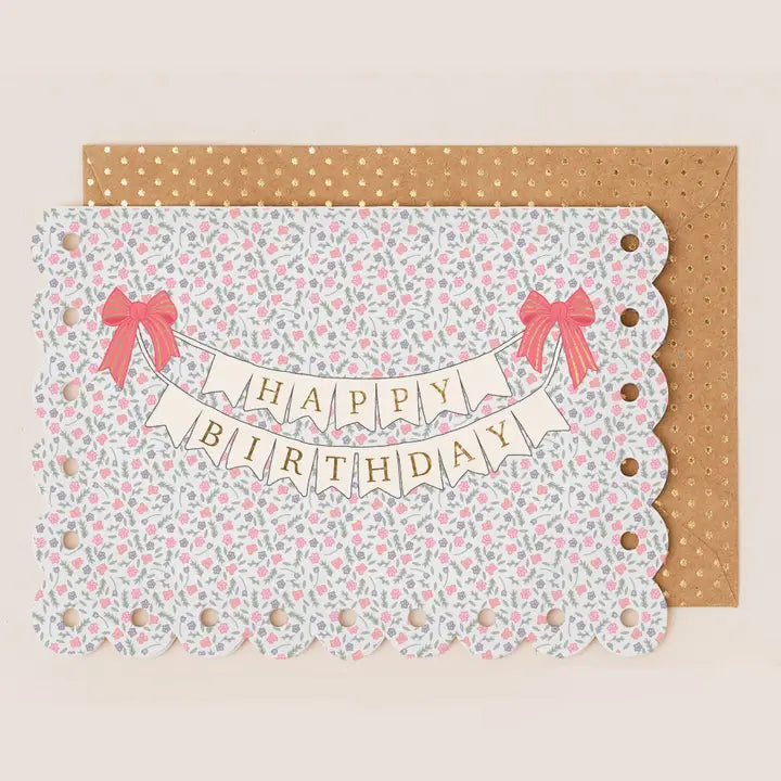 Happy Birthday Bow Bunting Card