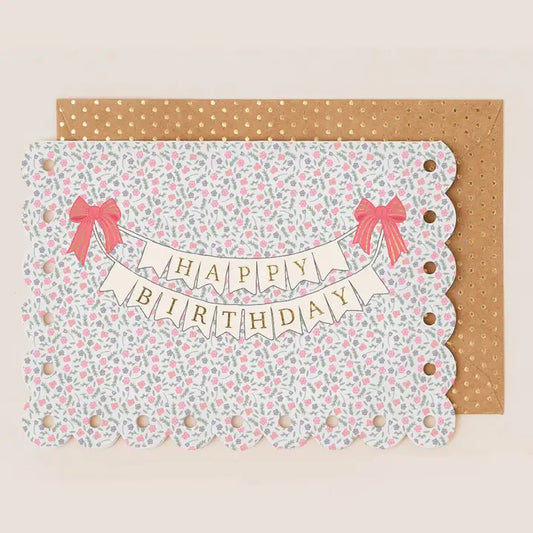 Happy Birthday Bow Bunting Card