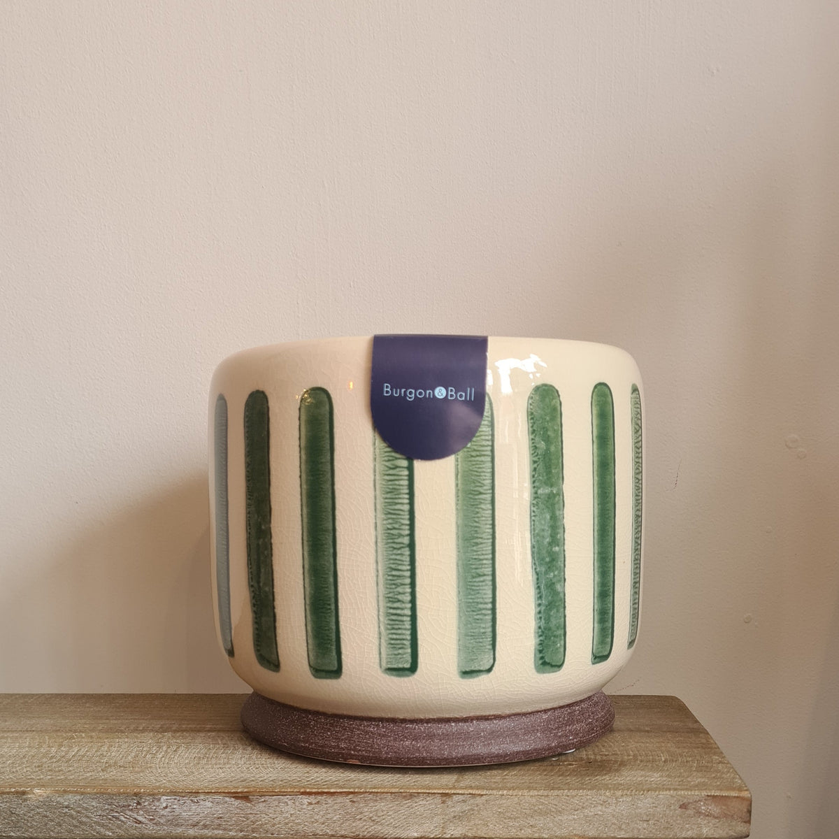 Green Stripe Glazed Pot