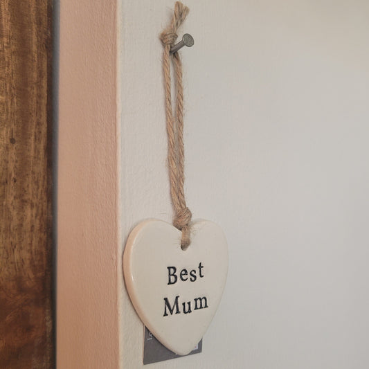 'Best Mum' Ceramic Heart Sign