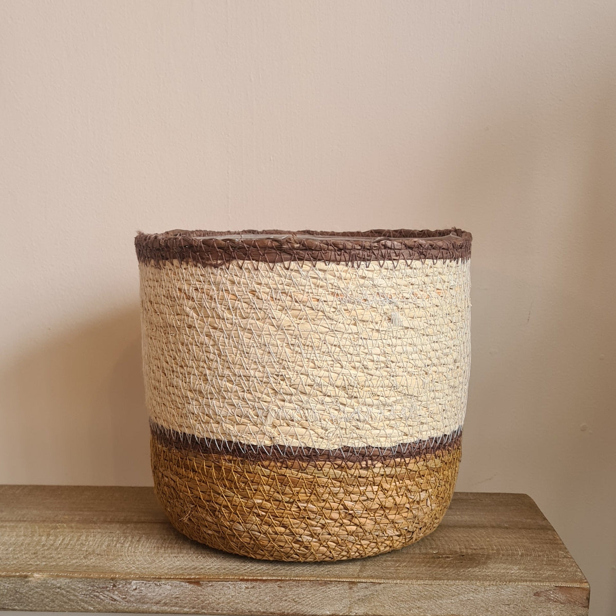 Natural Jute Multi Stripe Pot