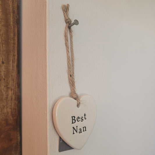 'Best Nan' Ceramic Heart Sign
