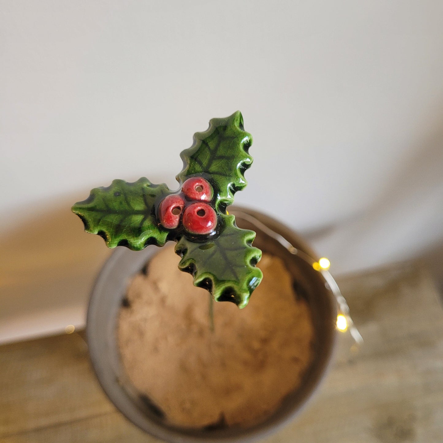 Ceramic Holly & Poinsettia