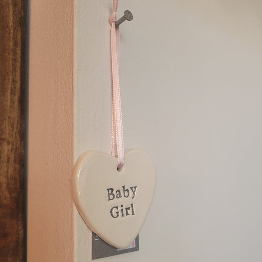 'Baby Girl' Ceramic Heart Sign