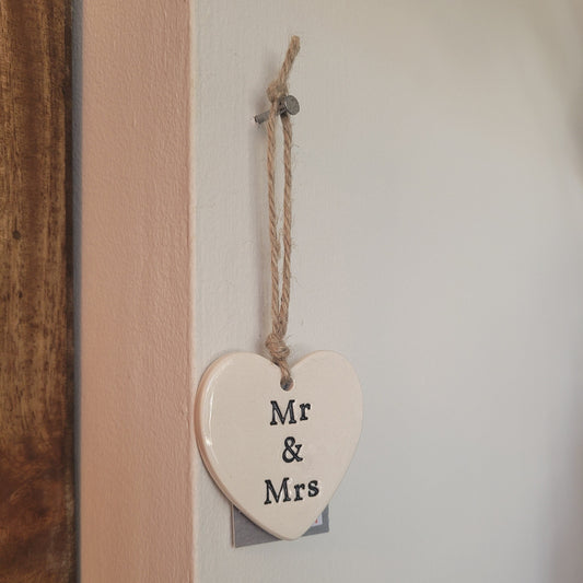 'Mr and Mrs' Ceramic Heart Sign