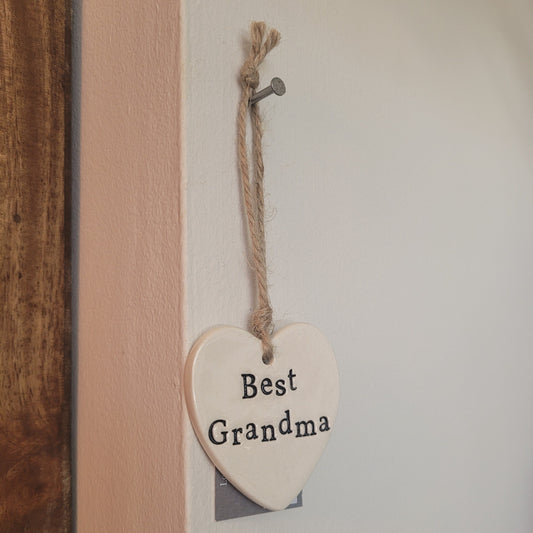 'Best Grandma' Ceramic Heart Sign