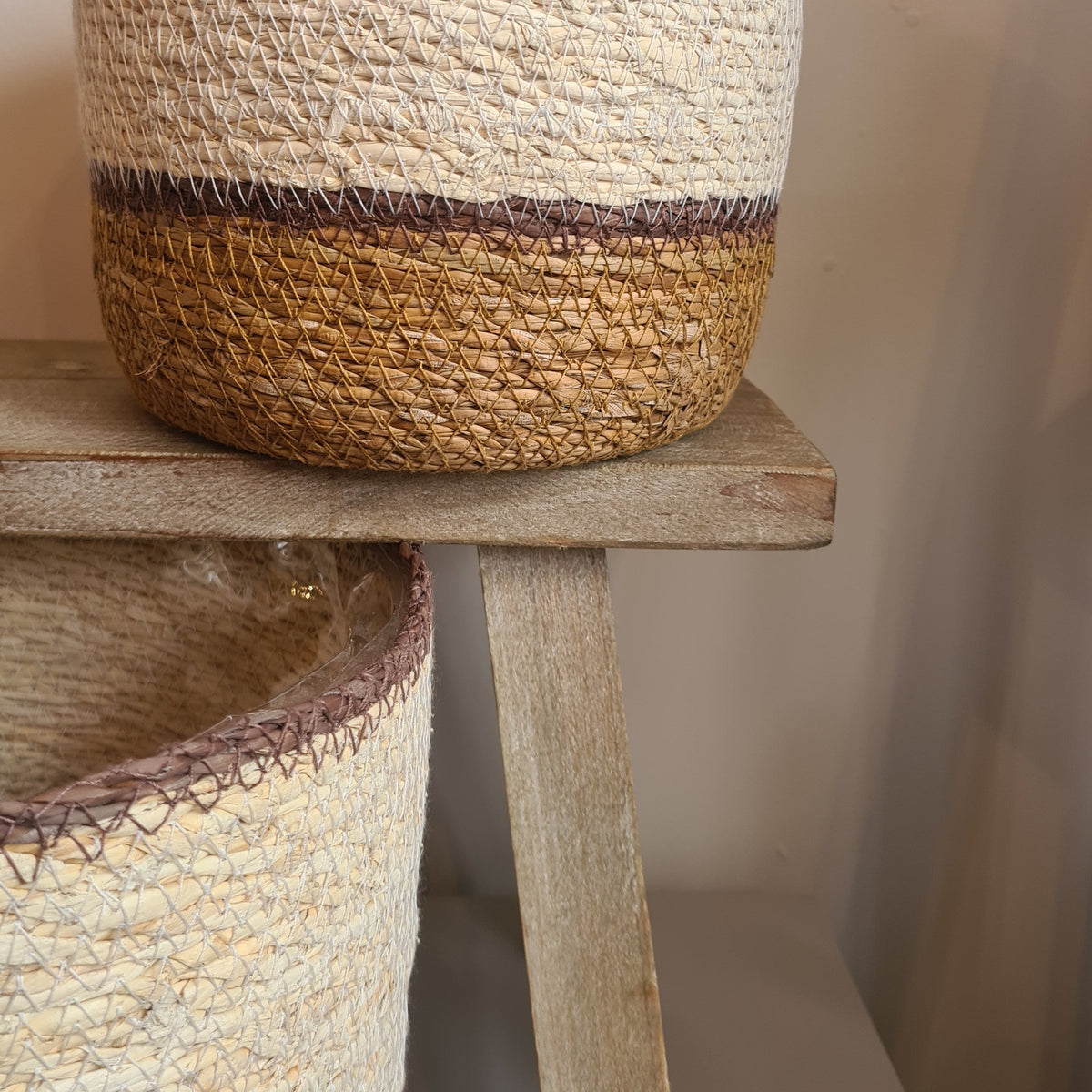 Natural Jute Multi Stripe Pot