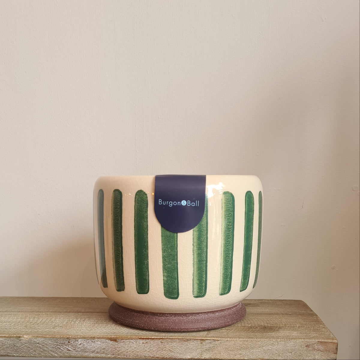 Green Stripe Glazed Pot