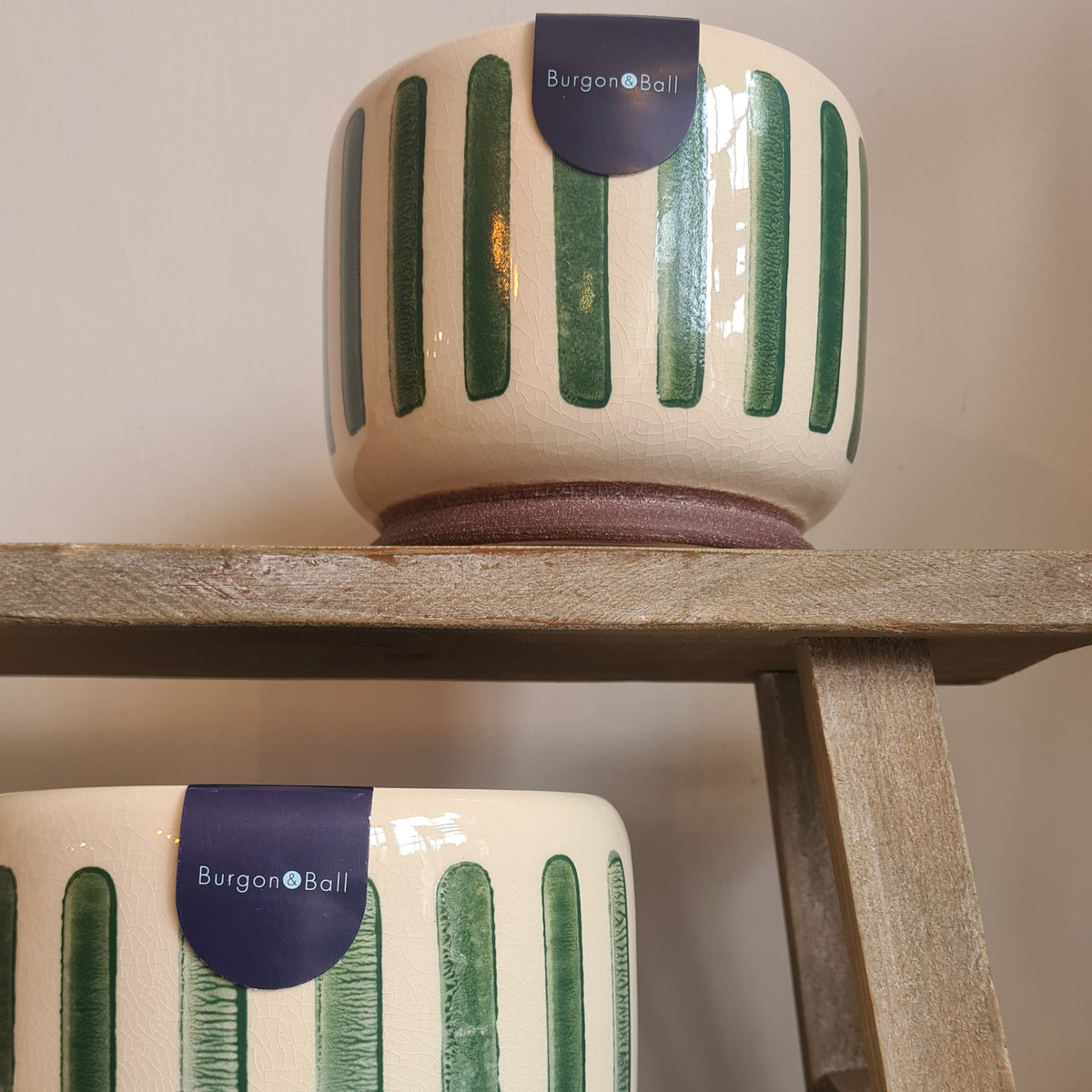 Green Stripe Glazed Pot