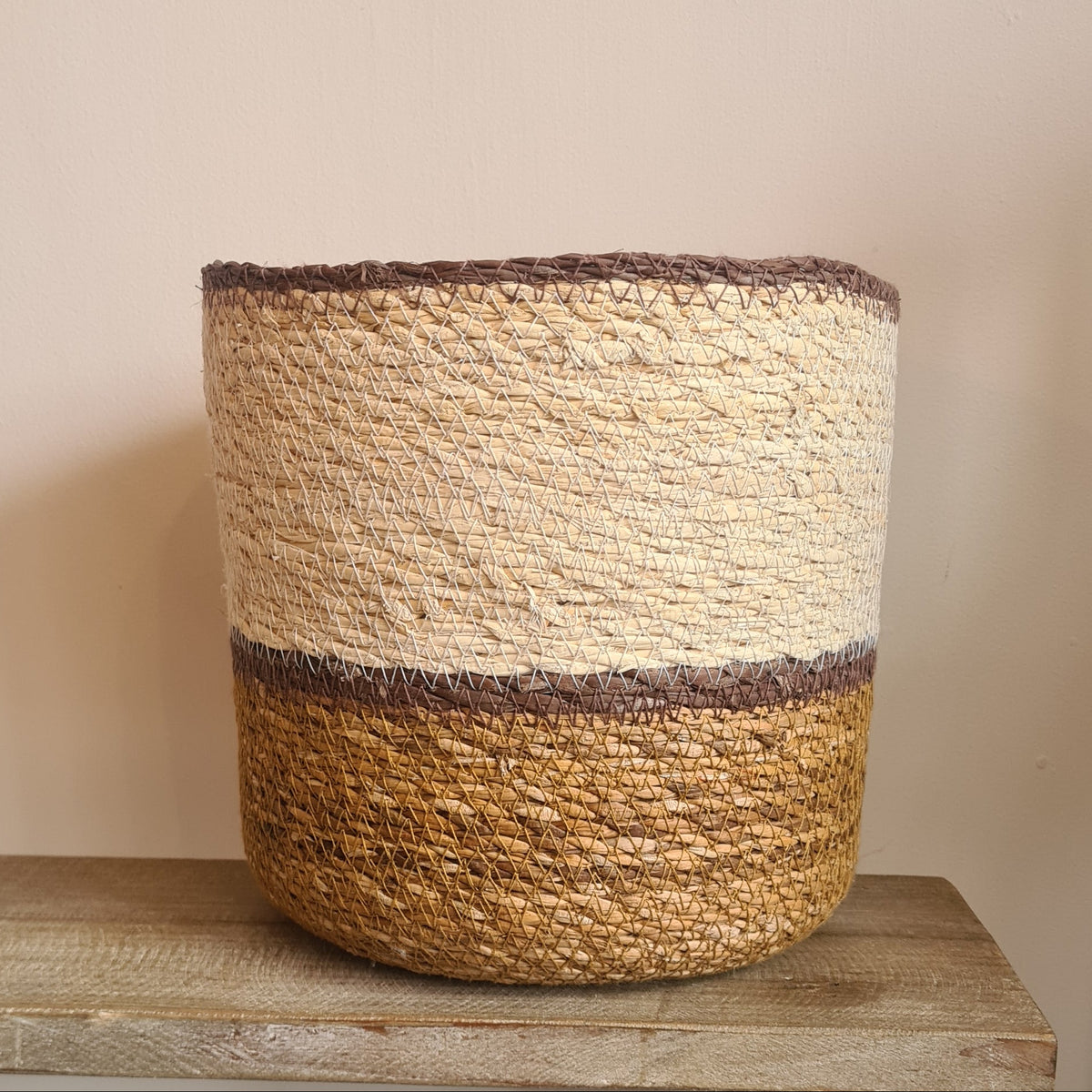 Natural Jute Multi Stripe Pot