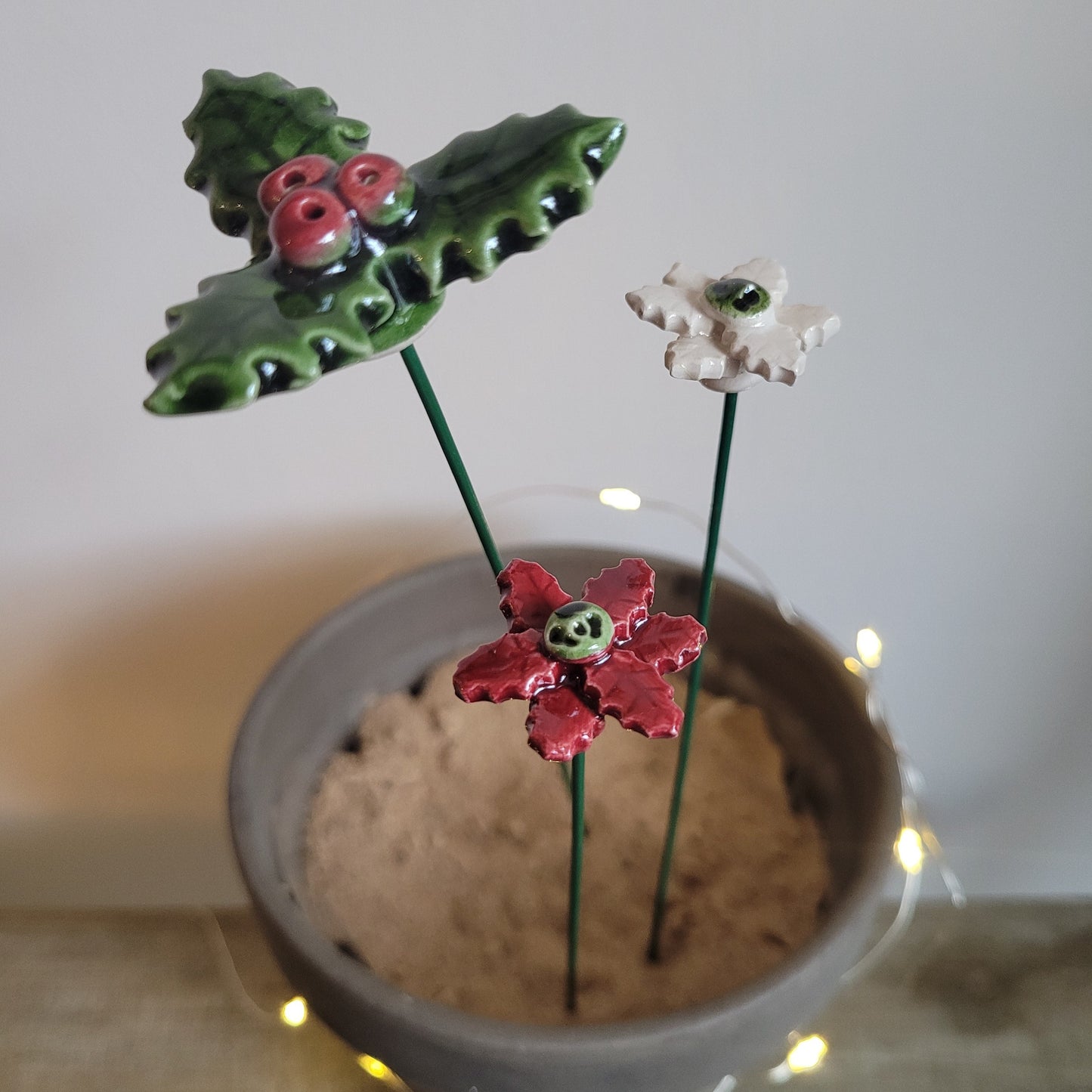 Ceramic Holly & Poinsettia