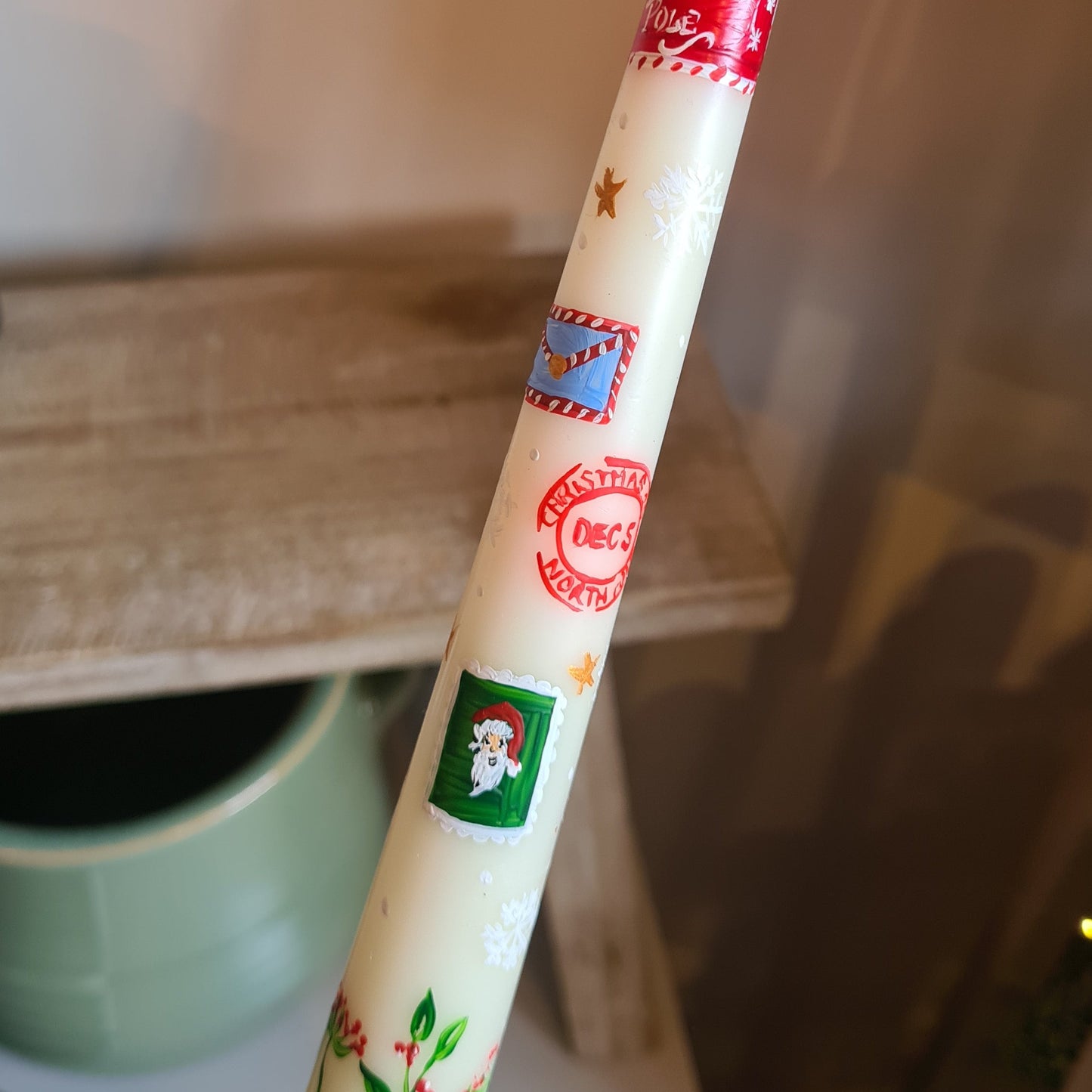 Christmas Candle: Handpainted