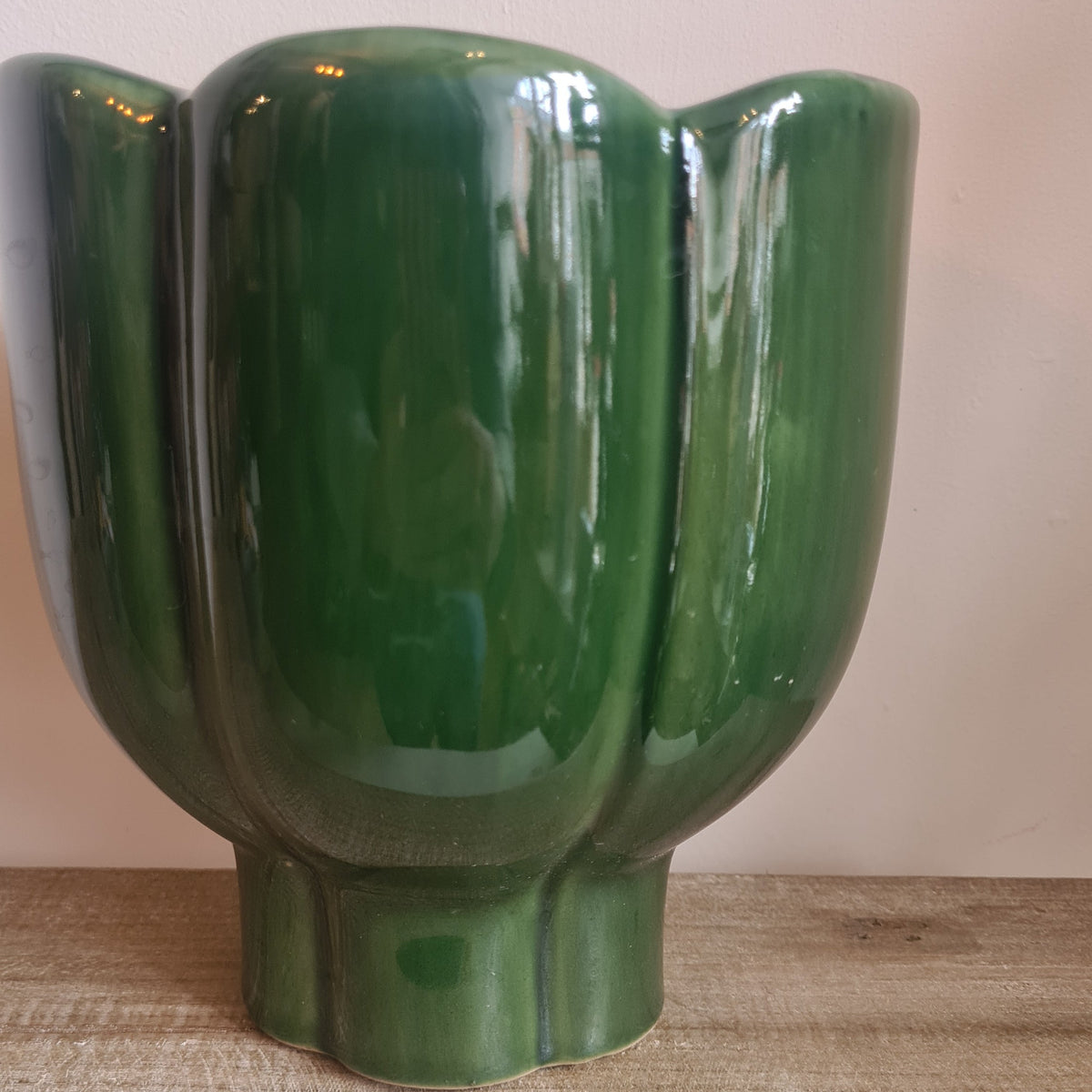 Scallop Ceramic Pot- Forest Green